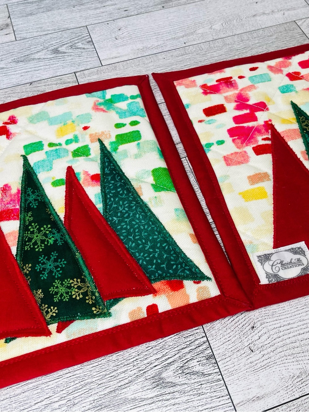 Holiday Tree Patchwork Potholders/Hot Pads.
